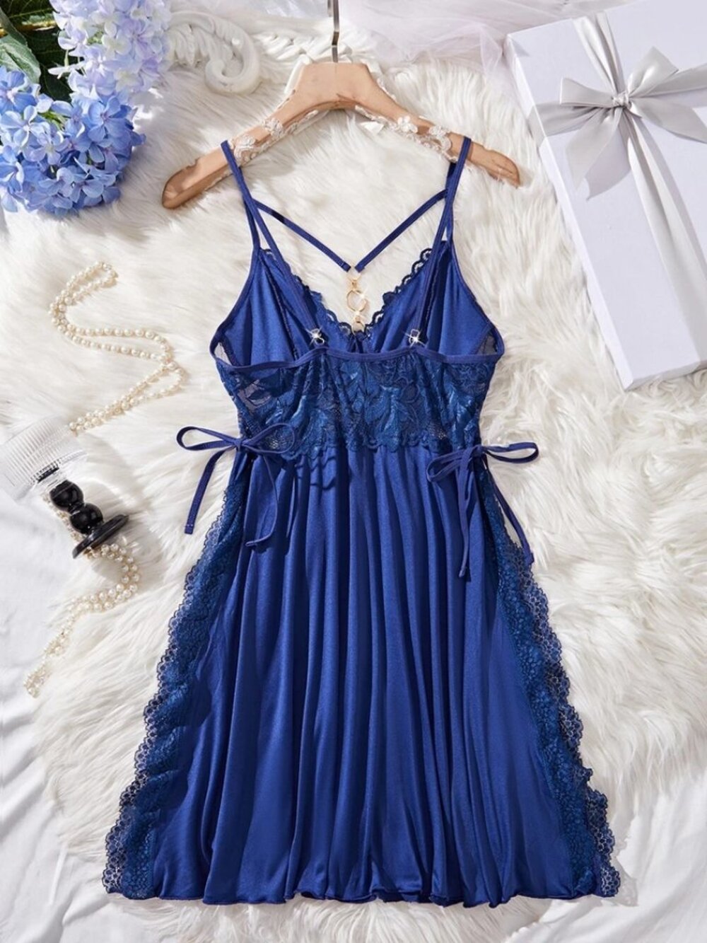 Sexy Lingerie Sexy Side Slit Chemise Lace Dress Babydoll Underwear Sleepwear - Picture 12 of 13